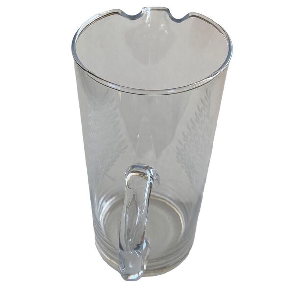 Vintage Cut Glass Fern Pattern Clear Glass 8 1/4”” Tall Pitcher - Picture 4 of 15